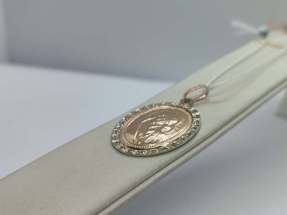 ПОДИКИ585 ПОДВЕСКА ИКОНА С КАМНЯМИ (Au 585)