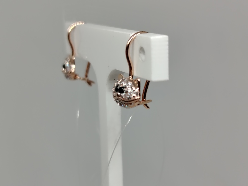 СЕРЬГИ ПЕТЕЛЬКА с камнями (Au 585)