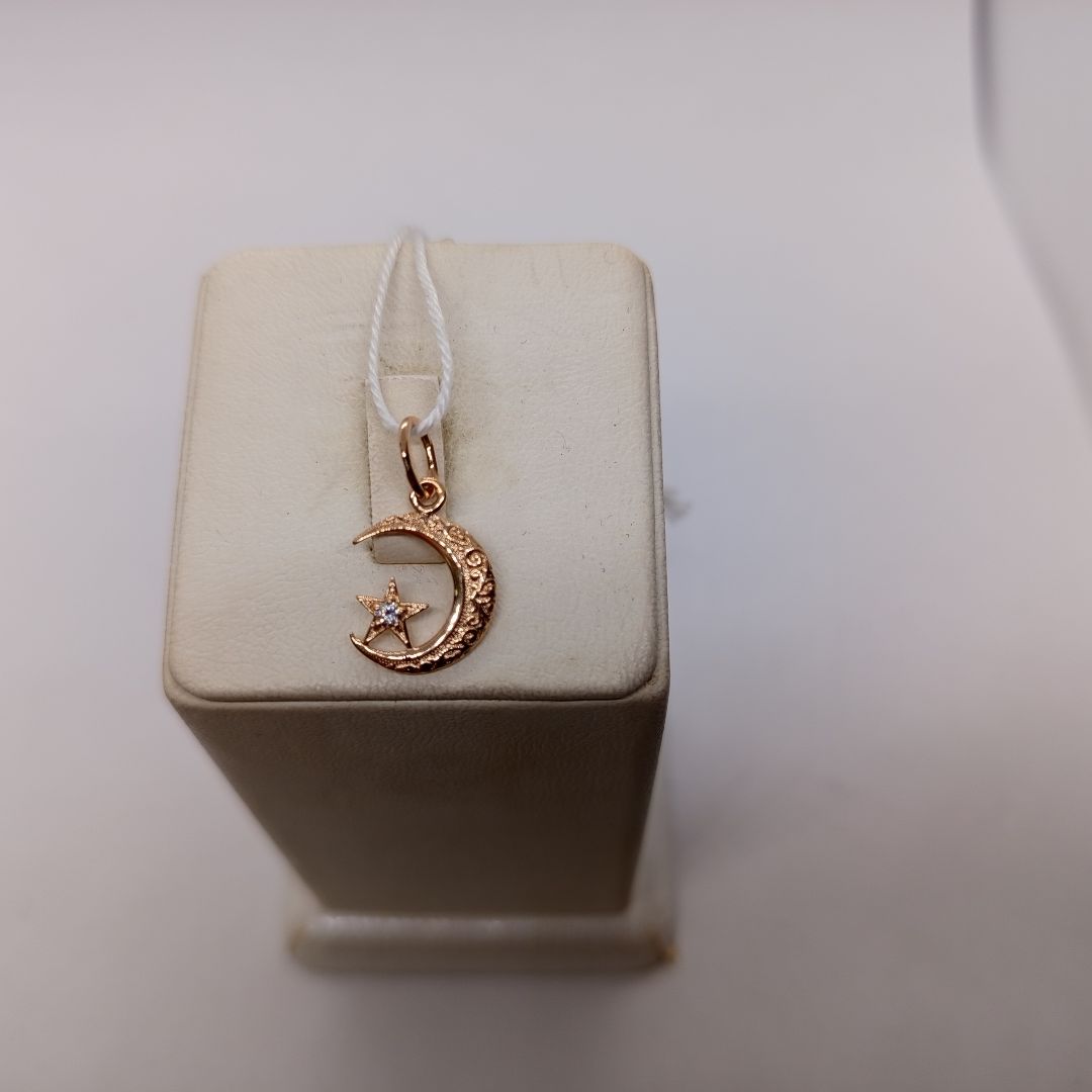 ПОДВЕСКА ПОЛУМЕСЯЦ С КАМНЕМ (Au 585)