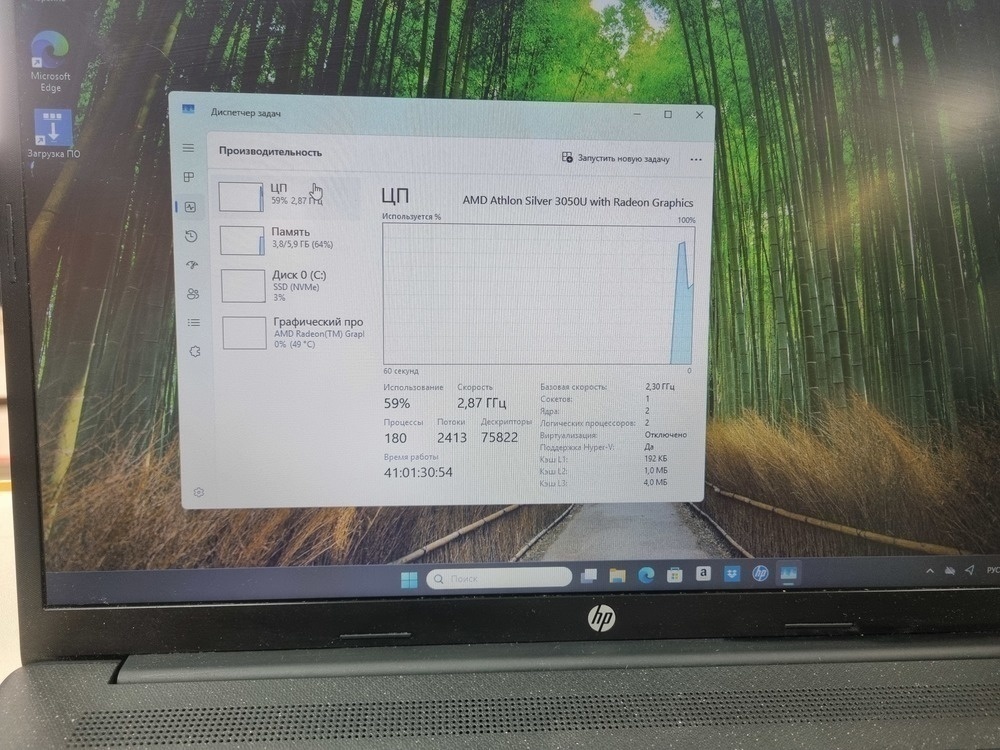 Ноутбук HP 15-eq1073 ur; Silver 3050U, HD Graphics, 8 Гб, 256 Гб, Нет
