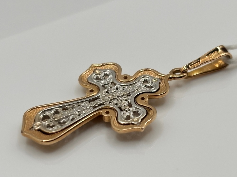 ПОДККИ585 ПОДВЕСКА КРЕСТ С КАМНЯМИ (Au 585)