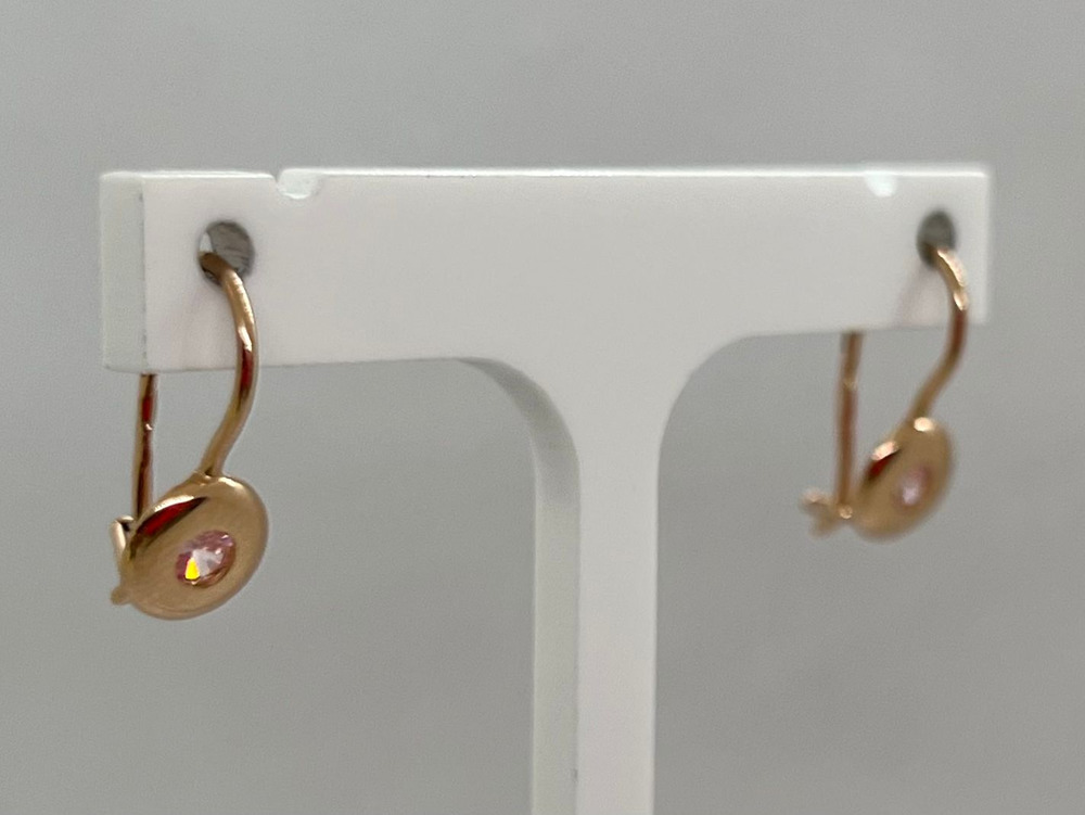 СЕРЬГИ ПЕТЕЛЬКА с камнем (Au 585)