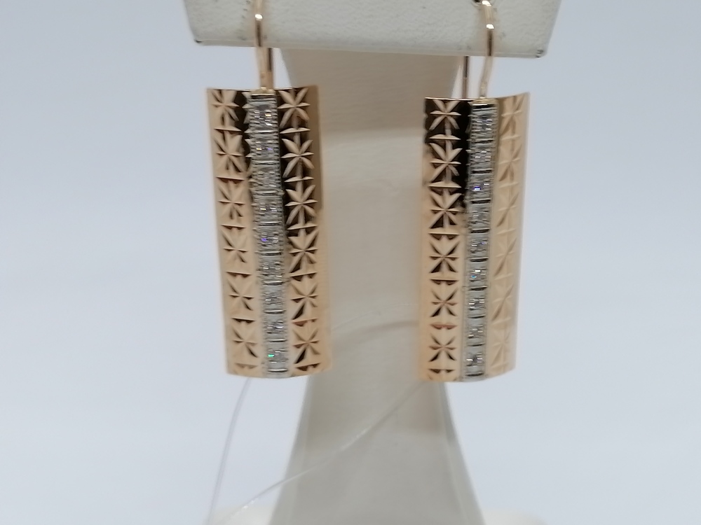 СЕРЬГИ ПЕТЕЛЬКА с камнями (Au 585)