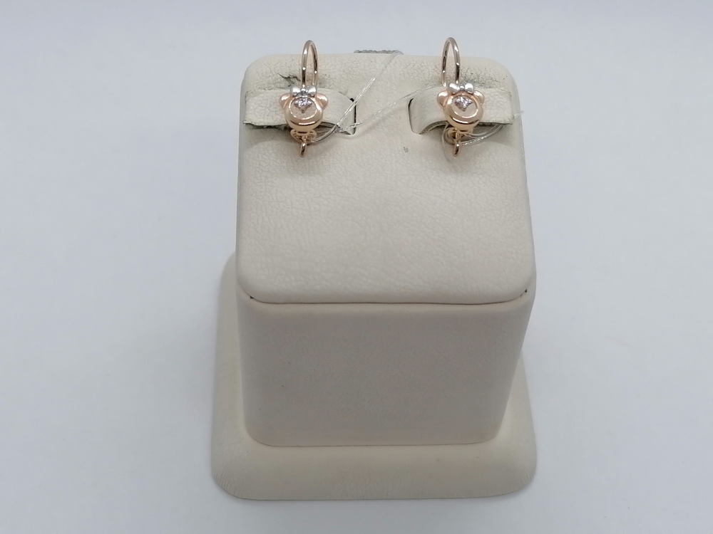 СЕРЬГИ ПЕТЕЛЬКА с камнем (Au 585)