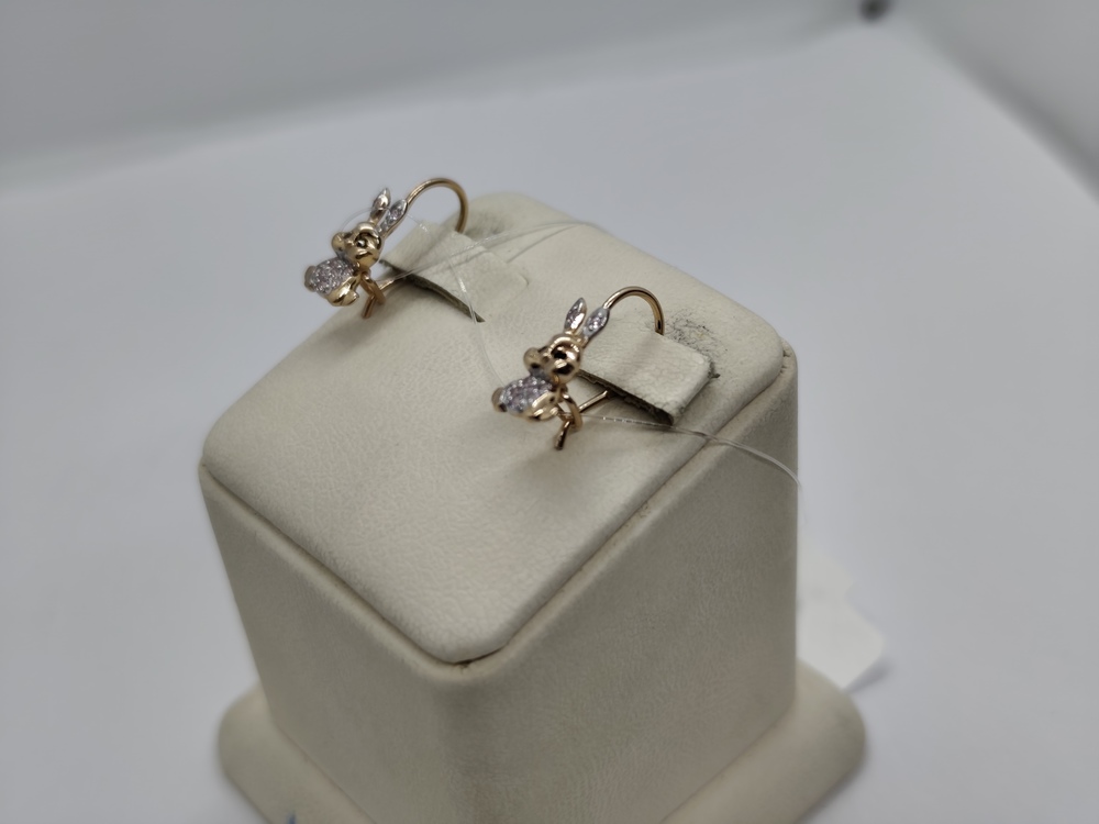 СЕРЬГИ ПЕТЕЛЬКА с камнями (Au 585)