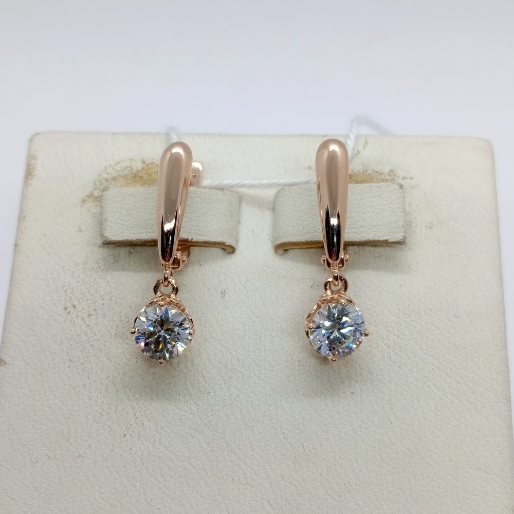 СКМ585 СЕРЬГИ С КАМНЕМ (Au 585)