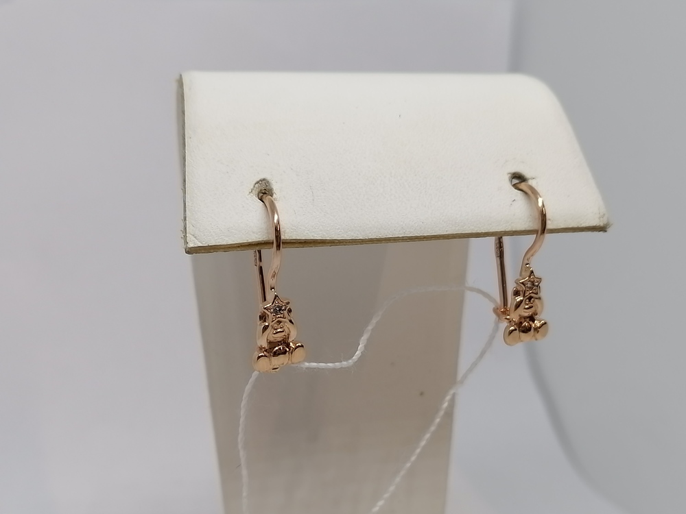 СЕРЬГИ ПЕТЕЛЬКА с камнем (Au 585) СЕРЬГИ ПЕТЕЛЬКА с камнем (Au 585)