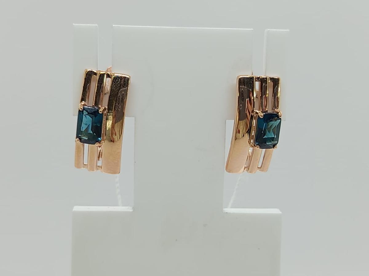 СЕРЬГИ ЛОНДОН БЛЮ ТОПАЗ (Au 585)