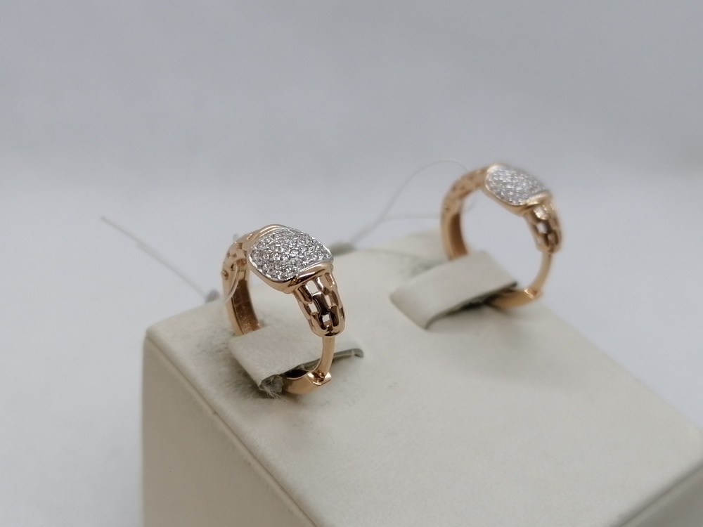 С5015 СЕРЬГИ КОЛЬЦА с камнями (Au 585)