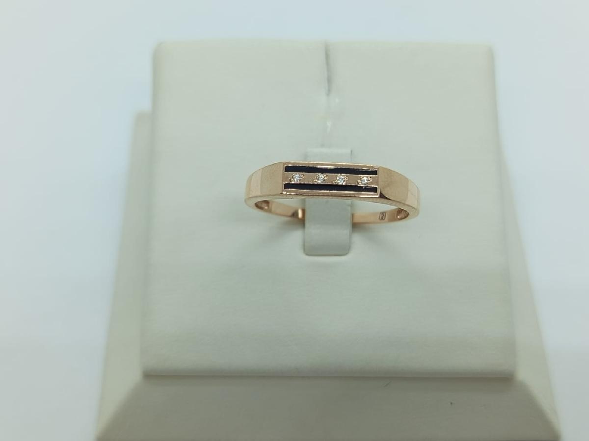 821221 КОЛЬЦО ПЕЧАТКА Эмаль с камнями (Au 585)