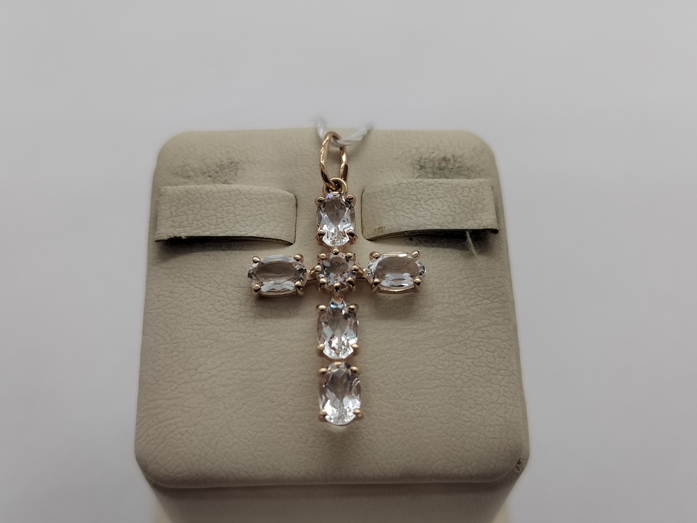 ПОДВЕСКА КРЕСТ С КАМНЯМИ (Au 585)