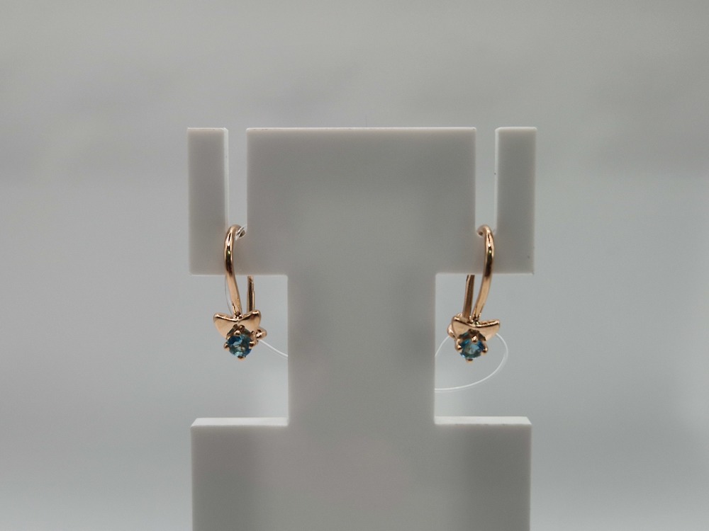 СЕРЬГИ ПЕТЕЛЬКА с камнем (Au 585)