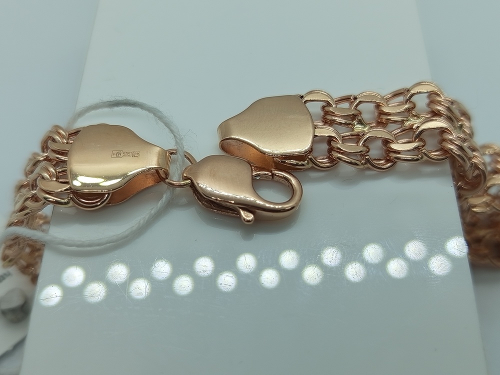 Бисмарк Б100 Двухрядный БРАСЛЕТ ПУСТОТЕЛЫЙ Бисмарк (Au 585)