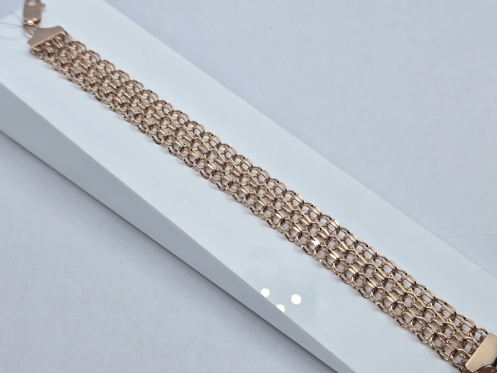 БРАСЛЕТ ПУСТОТЕЛЫЙ Бисмарк тройной (Au 585)