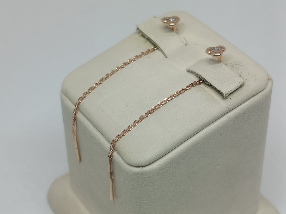 51-123-00370-1 СЕРЬГИ ПРОДЕВКИ с камнем (Au 585)