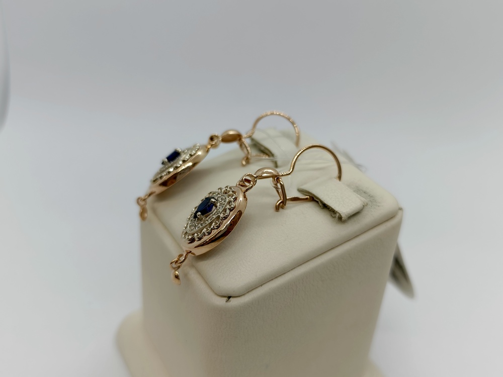 С-215м_au СЕРЬГИ С КАМНЕМ (Au 585)