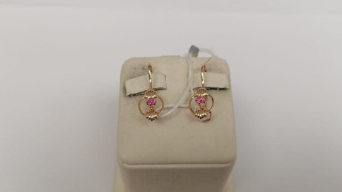 СКМ583 СЕРЬГИ С КАМНЕМ (Au 583)