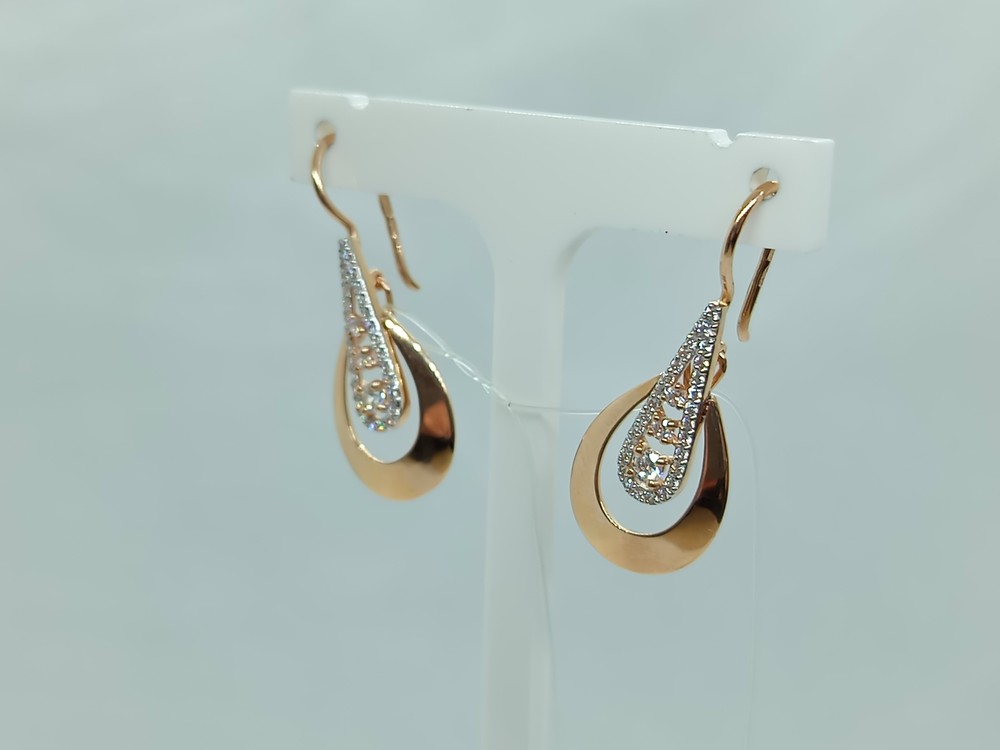 СЕРЬГИ ПЕТЕЛЬКА с камнями (Au 585)