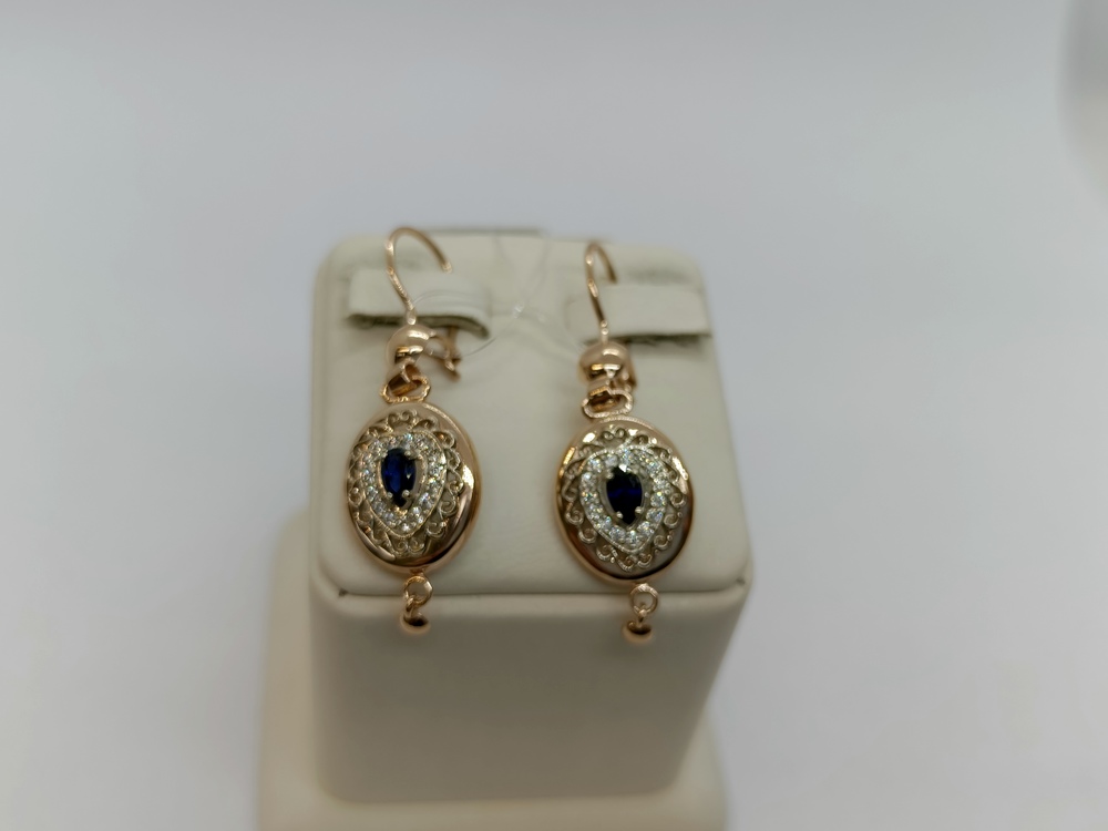 С-215м_au СЕРЬГИ С КАМНЕМ (Au 585)