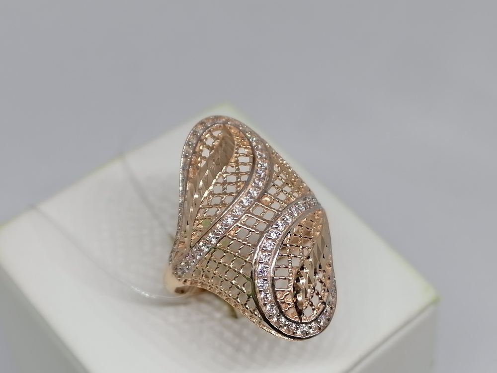 К-232_au КОЛЬЦО С КАМНЯМИ (Au 585)