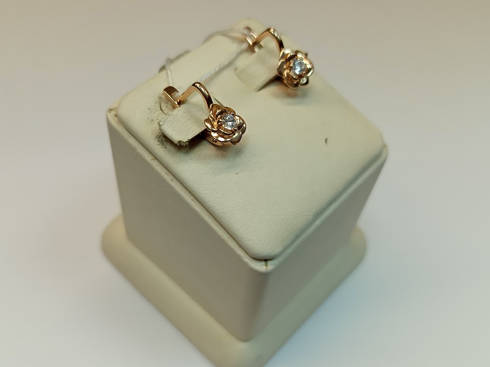 СКМ585 СЕРЬГИ С КАМНЕМ (Au 585)