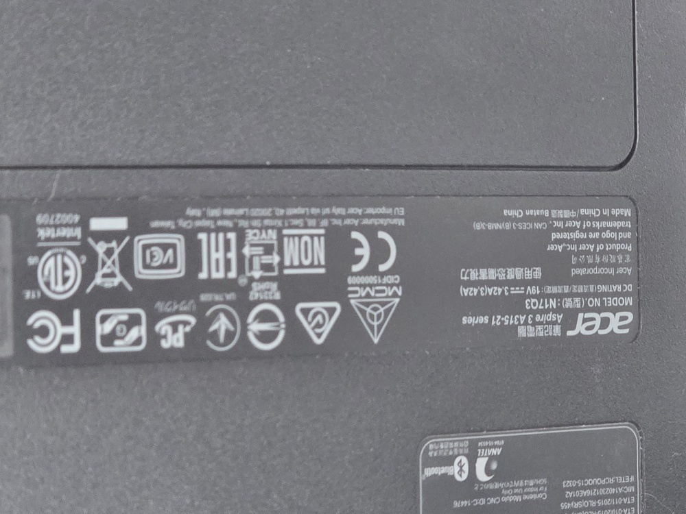 Ноутбук Acer; A9-9420e, Radeon 520, 6 Гб, 120 Гб, Нет