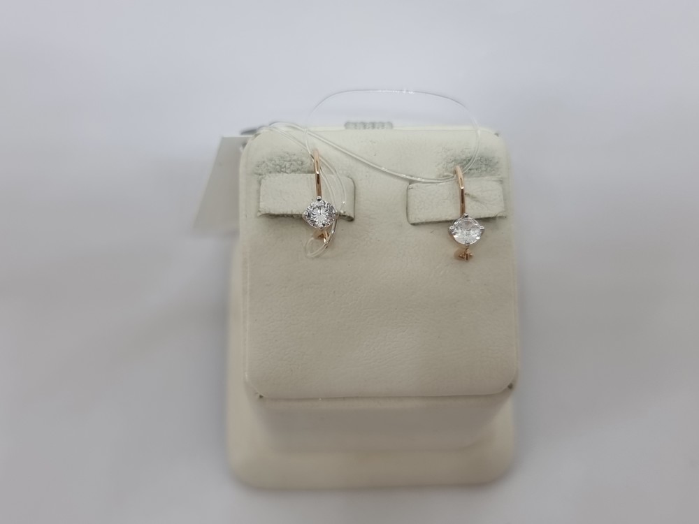 СЕРЬГИ ПЕТЕЛЬКА с камнем (Au 585)