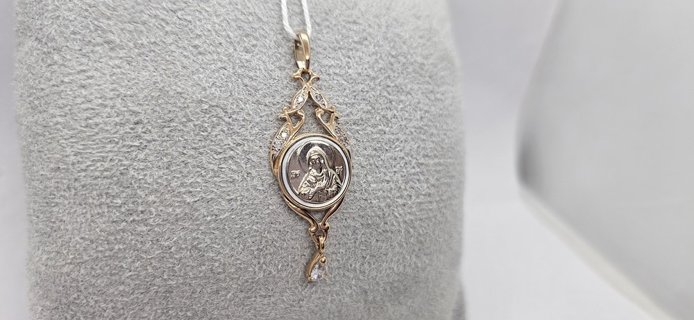 ПОДИКИ585 ПОДВЕСКА ИКОНА С КАМНЯМИ (Au 585)