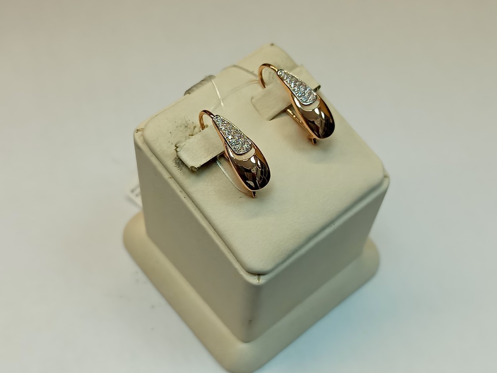 СЕРЬГИ ПЕТЕЛЬКА с камнями (Au 585)