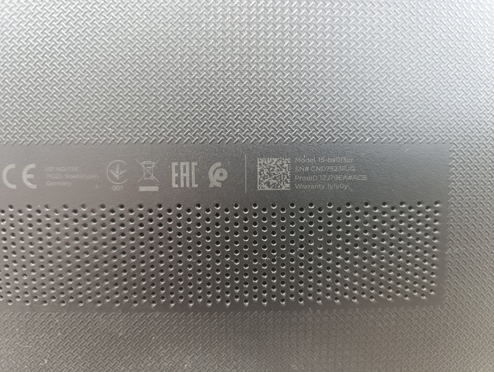 Ноутбук HP 15-bs0xx; Core i3-6006U, Intel HD Graphics 520, 8 Гб, 128 Гб, Нет