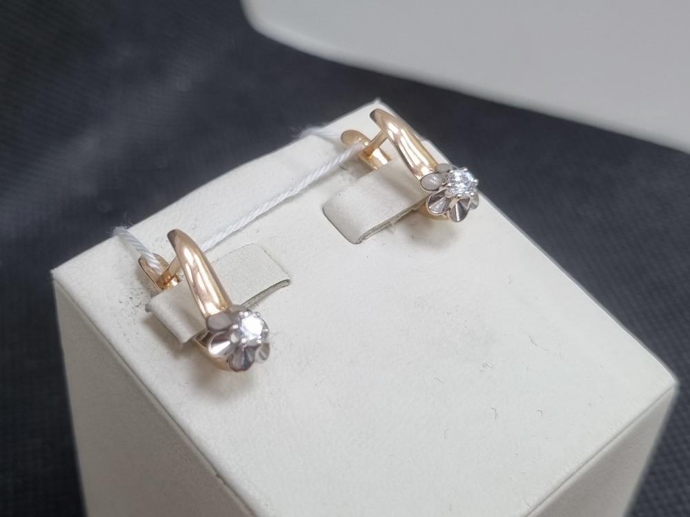 СКМ585 СЕРЬГИ С КАМНЕМ (Au 585)