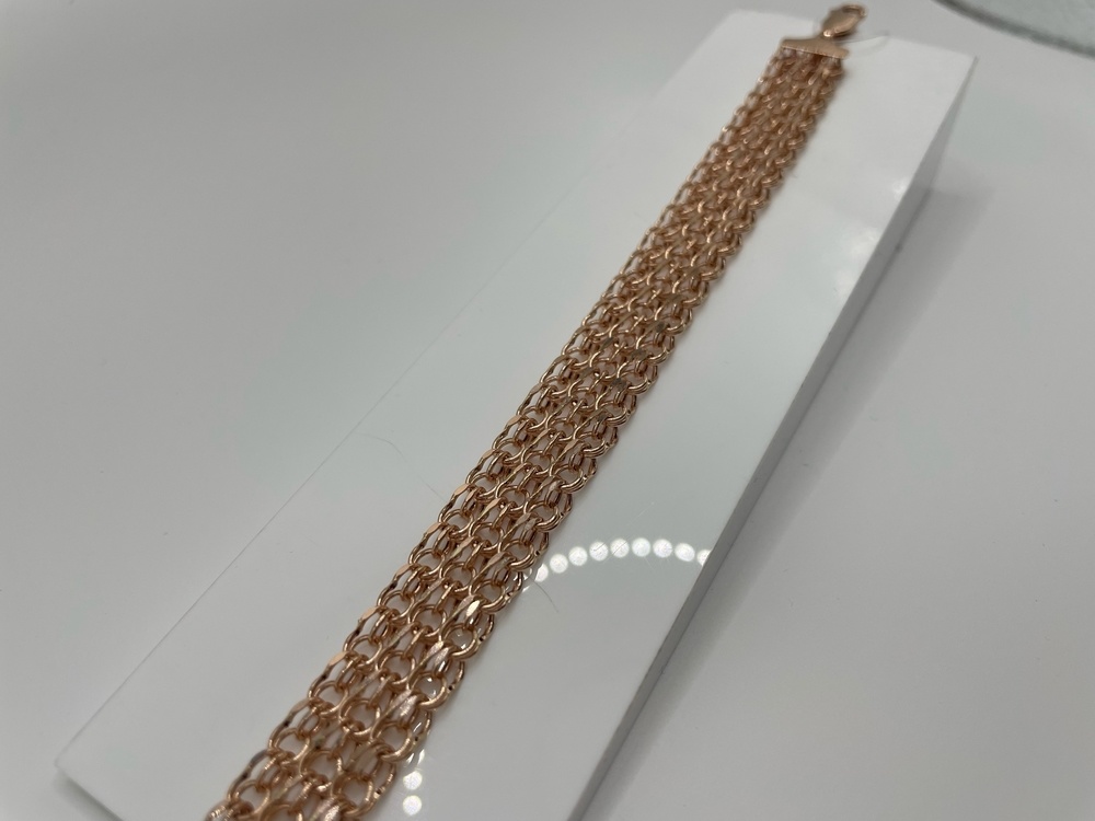 БРАСЛЕТ ПУСТОТЕЛЫЙ Бисмарк тройной (Au 585)