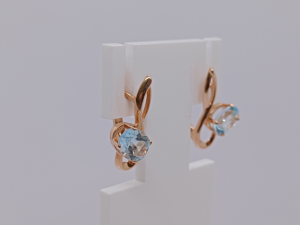 СКМ585 СЕРЬГИ С КАМНЕМ (Au 585)