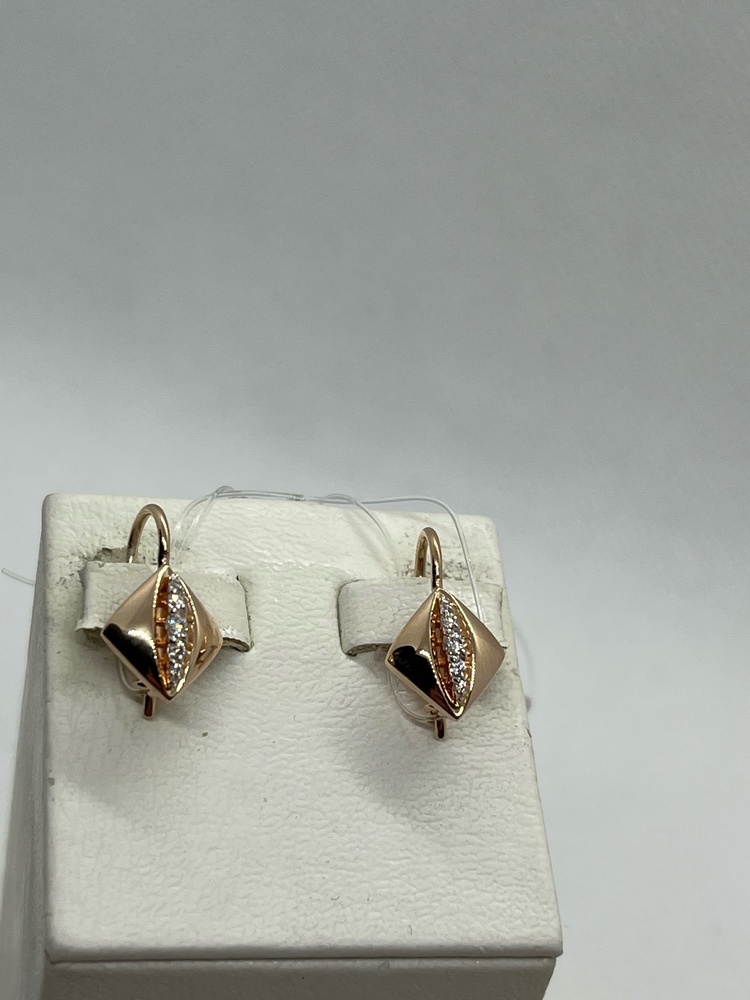 СЕРЬГИ ПЕТЕЛЬКА с камнями (Au 585)