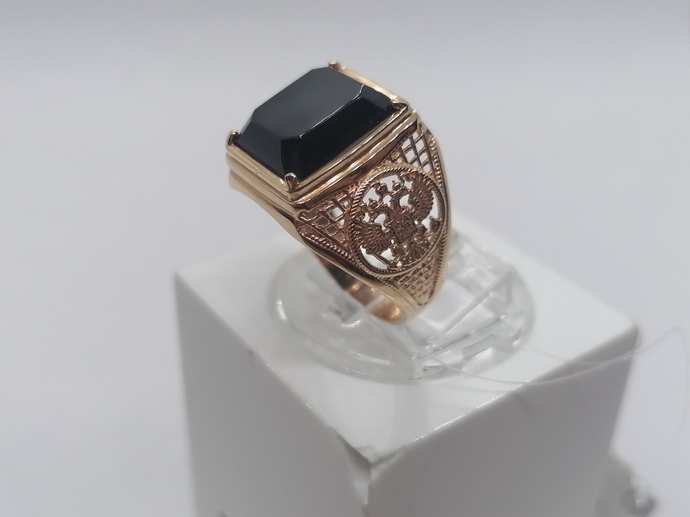821466Аг.Ч КОЛЬЦО ПЕЧАТКА с камнем (Au 585)