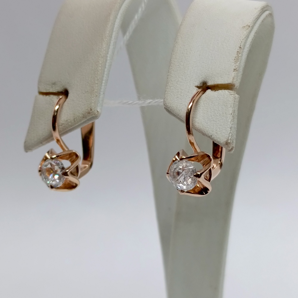 СКМ583 СЕРЬГИ С КАМНЕМ (Au 583)