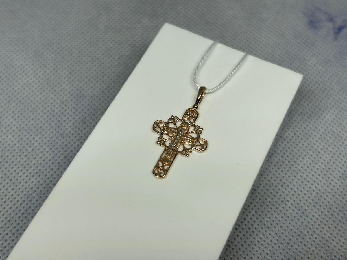 ПОДКБК585 ПОДВЕСКА КРЕСТ БЕЗ КАМНЯ (Au 585)