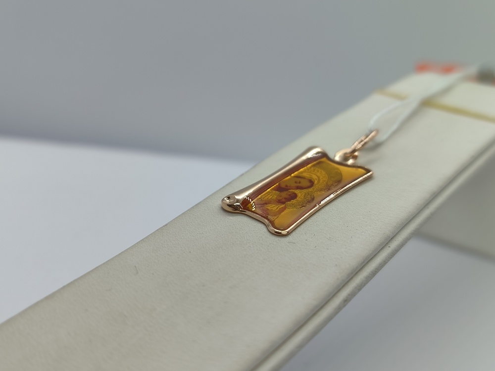 ПОДИКМ585 ПОДВЕСКА ИКОНА С КАМНЕМ (Au 585)