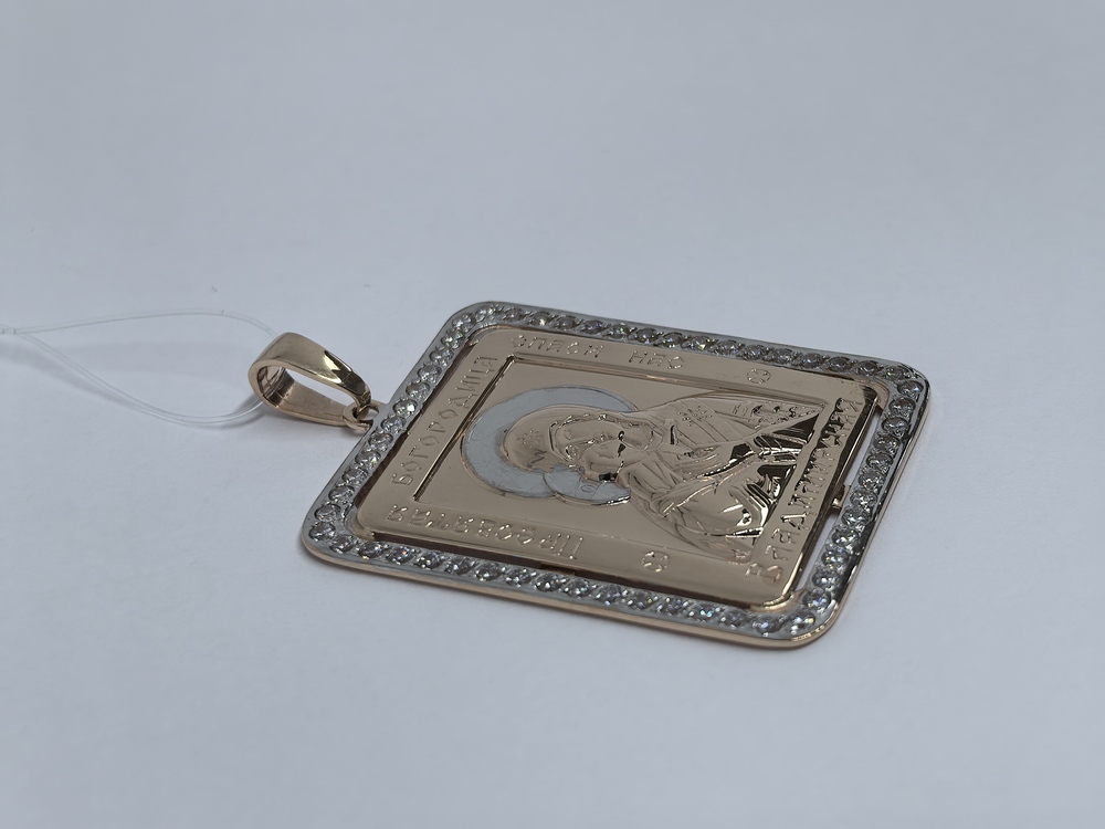 ПИ-249 к_au ПОДВЕСКА ИКОНА с камнями (Au 585)