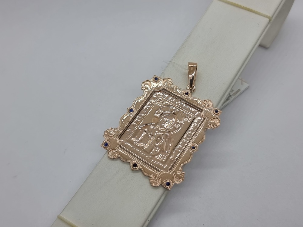 ПИ-112_au ПОДВЕСКА ИКОНА с камнями (Au 585)