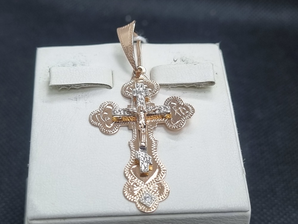 ПОДВЕСКА КРЕСТ С КАМНЕМ (Au 585)