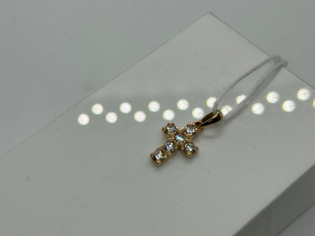 ПОДККИ585 ПОДВЕСКА КРЕСТ С КАМНЯМИ (Au 585)