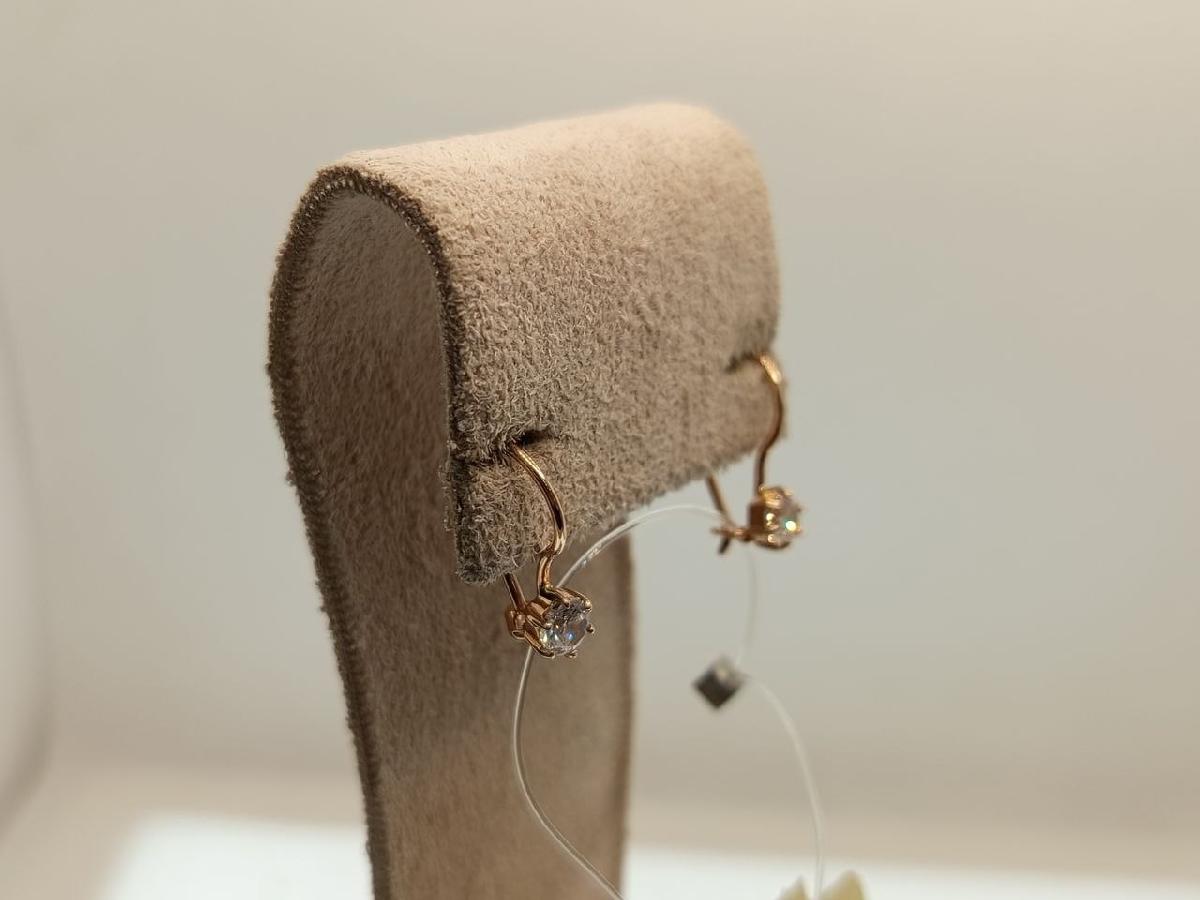 СЕРЬГИ ПЕТЕЛЬКА с камнем (Au 585)