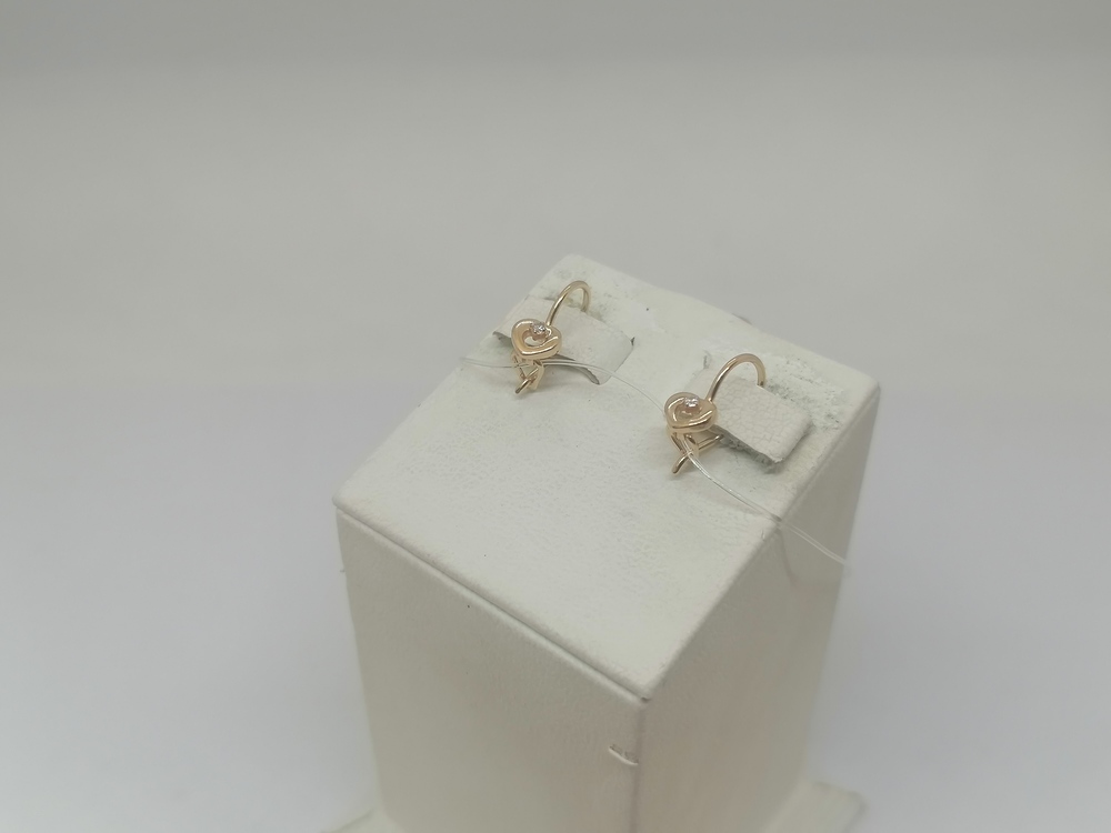 02-1818 СЕРЬГИ ПЕТЕЛЬКА с камнем (Au 585)