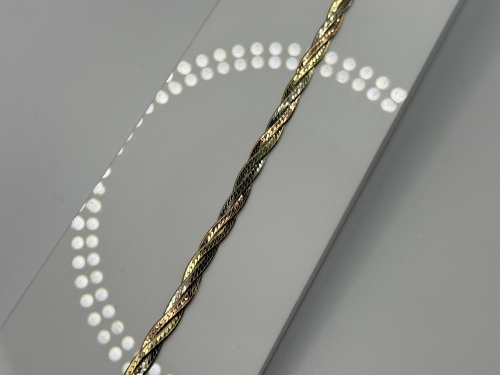 БРАСЛЕТ ПОЛНОВЕСНЫЙ Косичка(монреаль) Au 585