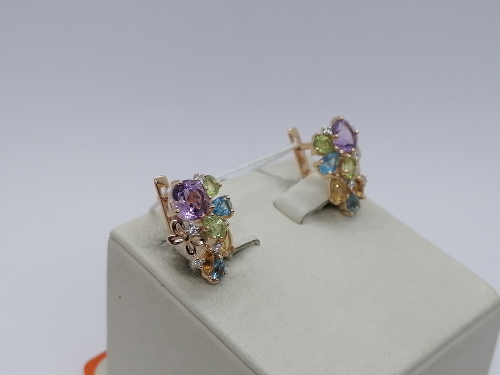 СКМИ585 СЕРЬГИ С КАМНЯМИ (Au 585)