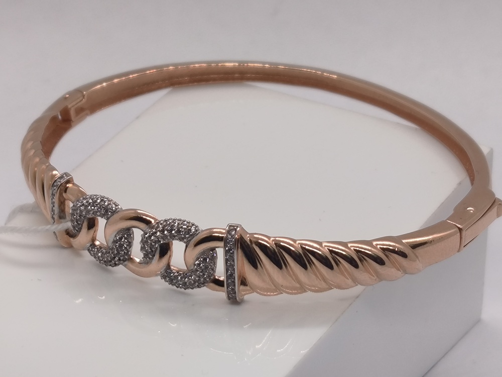 БЖКИ585 БРАСЛЕТ ЖЕСТКИЙ С КАМНЯМИ (Au 585)