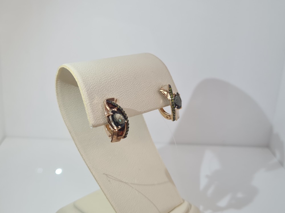 СЕРЬГИ ТУРМАЛИН с камнями (Au 585)