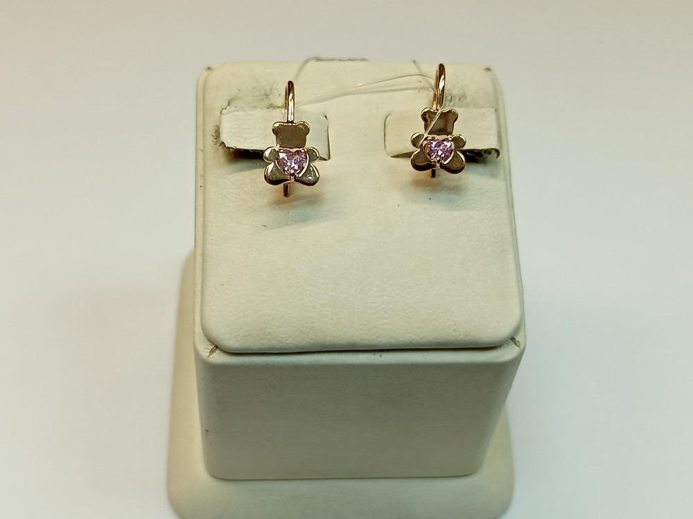 СЕРЬГИ ПЕТЕЛЬКА с камнем (Au 585)