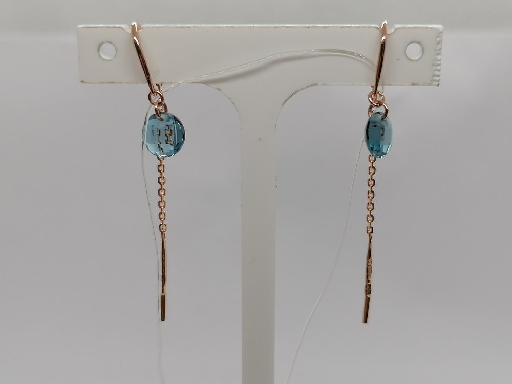 728527 СЕРЬГИ ПРОДЕВКИ с камнем (Au 585)